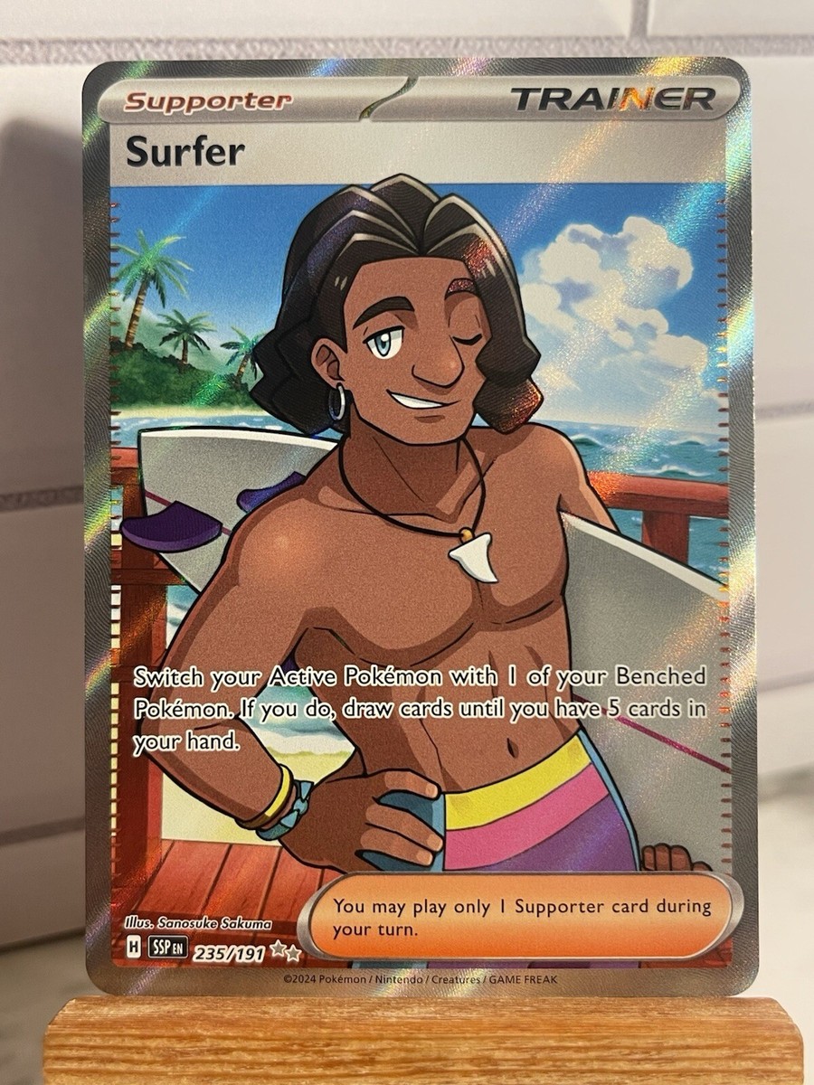 Pokemon TCG - Surfer - 235/191 Surging Sparks - Secret Rare Full Art Holo Pokemon TCG - Surfer - 235/191 Surging Sparks - Secret Rare Full Art Holo