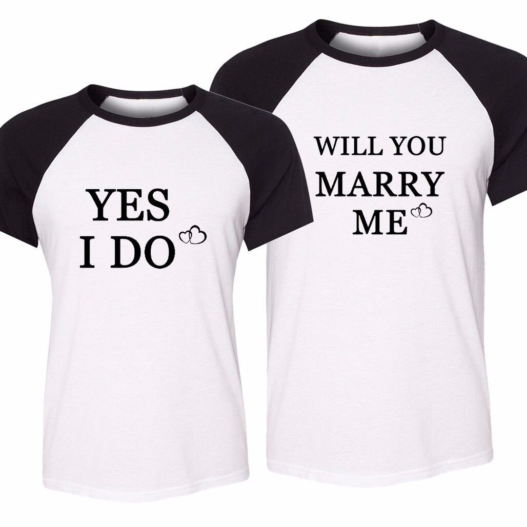Couple Matching Love T-Shirts WILL YOU MARRY ME,YES I DO Design