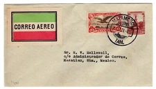 Mexico Airmail Flight #16c Matamoros - Mazatlan  1929