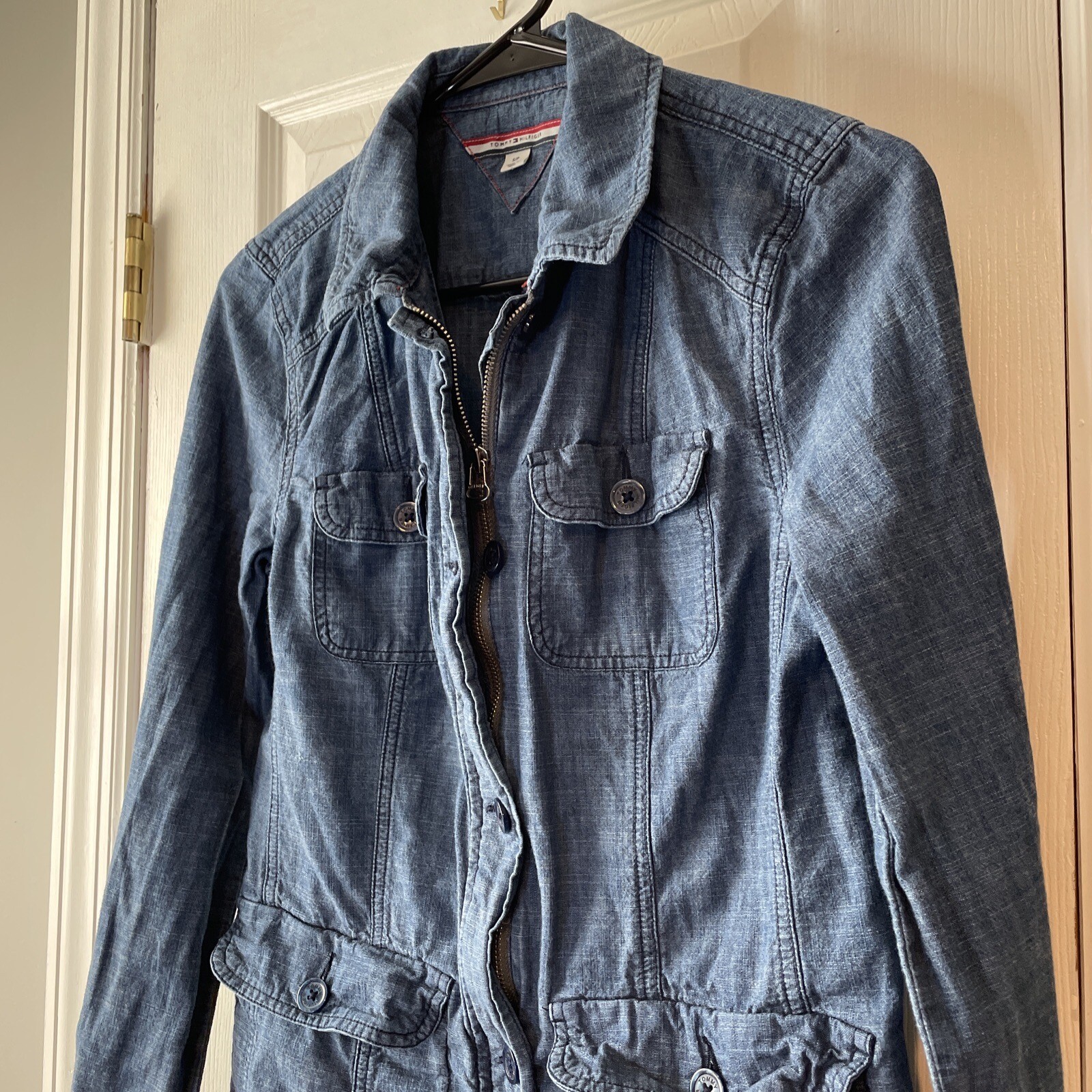 Tommy Hilfiger Jean Jacket S Lightweight Full Zip Button Up Pockets Back Slit thumbnail 2