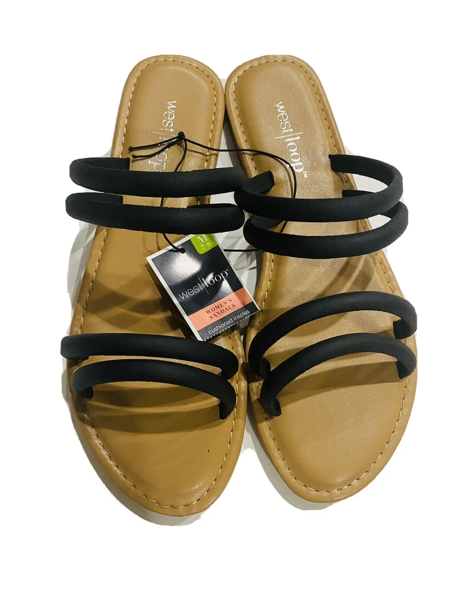 West Loop Women s Sandals Black Sandals Slides w Cushioned Insoles