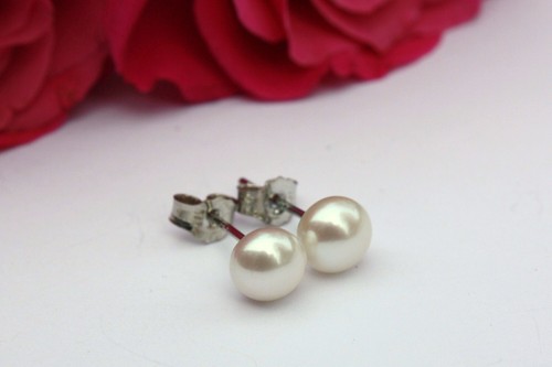6MM HASTA 10mm Variant Agua Dulce joyas perlas pendientes de botón Plata 925 - Imagen 2 de 7