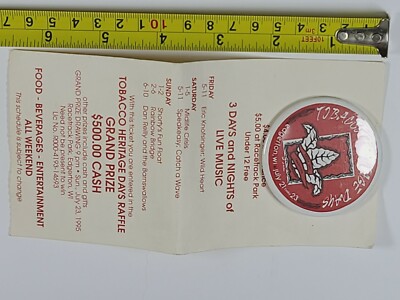 1995 Edgerton Wisconsin Tobacco Heritage Days Souvenir Pin Button 2.25