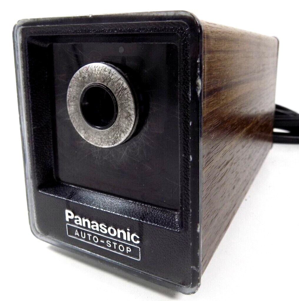 Vintage Panasonic Auto Stop Electric Pencil Sharpener KP77N Wood Grain
