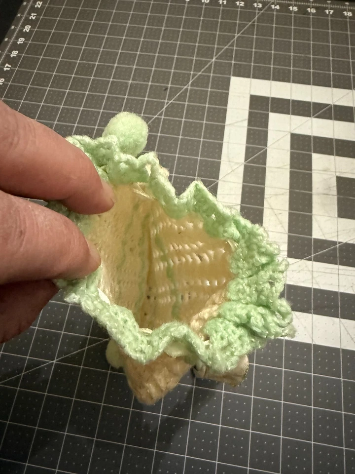 复古 c. 1940 - 50 年代儿童白色和薄荷绿色手工针织钱包 — 第 3/3 张图片