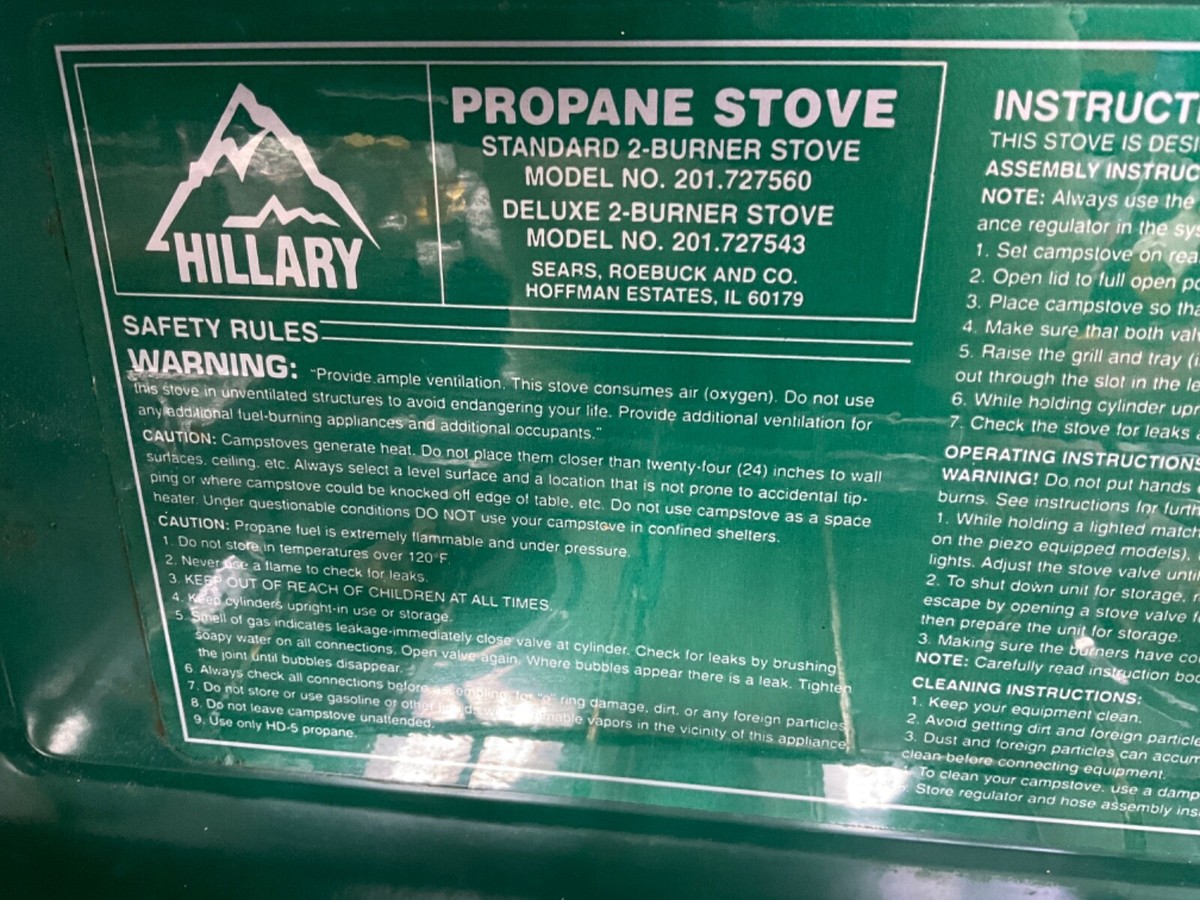 Hillary Sears 2 Burner Propane Stove. Model 201.727543 | eBay