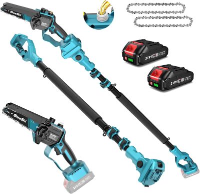 PS600 2-in-1 Electric Pole Saws for Tree Trimming, 6 Inch Mini Chainsaw Cordless