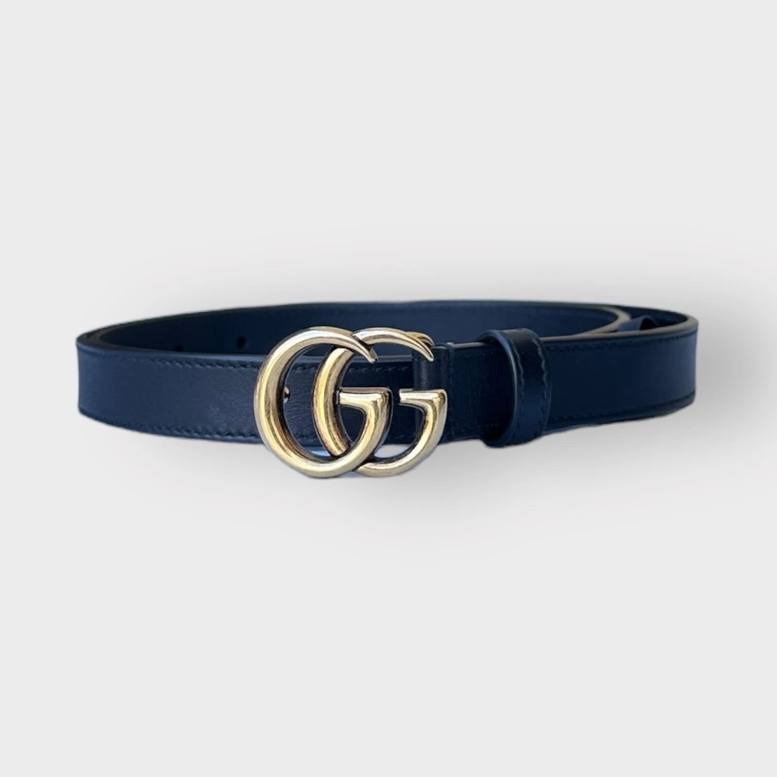 Boucle d'or classique classique ceinture Gucci marbre cuir noir cuir noir taille 80/32