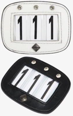LeMieux Sattel Zahlenhalter Diamante Leder Competition Display schwarz/weiß