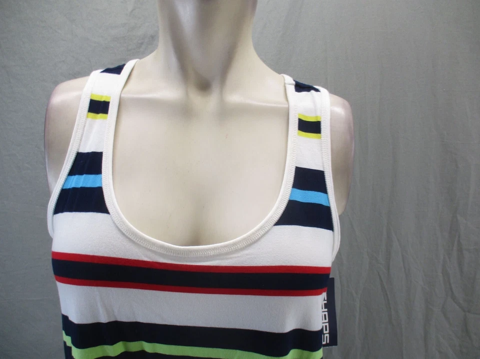 NUEVO CON ETIQUETAS CHAPS SPORT Talla M Mujer Multicolor Elastizado Cuello Redondo Camiseta sin Mangas Atlética 300 Foto 2 de 4