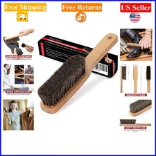 10.2-Inch Horsehair Shoe Boot Brush with Wooden Handle, Brown