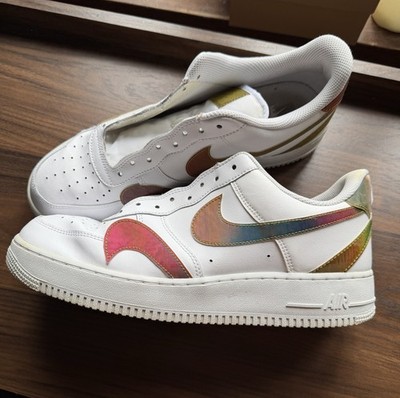 Nike Air Force 1 Low Misplaced Swoosh White  CK7214-101 Good Shape No Laces