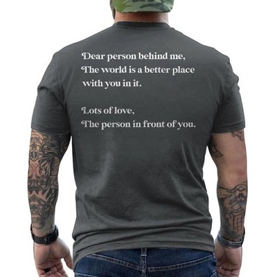 Dear Person Behind Me T-Shirt Need Prayer Tap My Shoulder Christian ON BACK