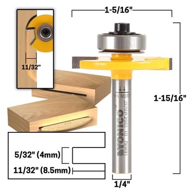 4mm Height X 8.5mm Depth Slot Cutter Router Bit - 1/4'' Shank - Yonico 14083q