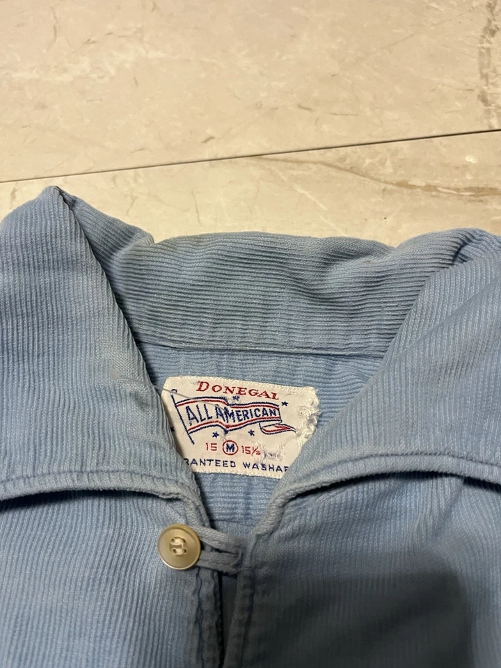Vintage 1950s DONEGAL All American Loop Collar courderoy Shirt Flaws  Medium - Image 3 of 4
