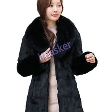 Womens Winter Lapel Overcoat Mid Length Parka Warm Furry Jacket Coat Oversize