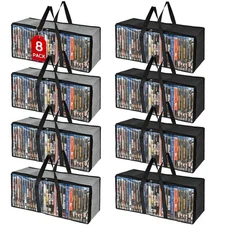 8 Pcs DVD Storage Bags, Clear PVC Plastic DVD Storage Case, CD Case Holder wi...