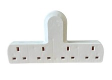 4 Way Gang Extension Multi Plug Adapter Mains Wall Socket Cable Free Socket Lead