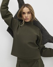 River Island Womens Top Khaki Funnel Neck Long Sleeve Button Back Blouse