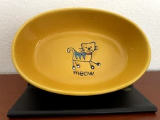 Cat Food / Water Bowl by PetRageous Designs SILLY KITTY / Yellow