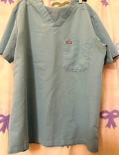 FIGS Technical Collection Unisex V-Neck Scrub Top Solid Blue Size L, flawed