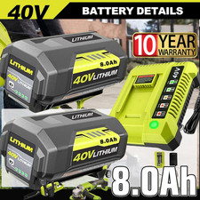 8.0Ah Battery 40 Volt for Ryobi 40V Lithium OP40602 Battery with LED / Charger