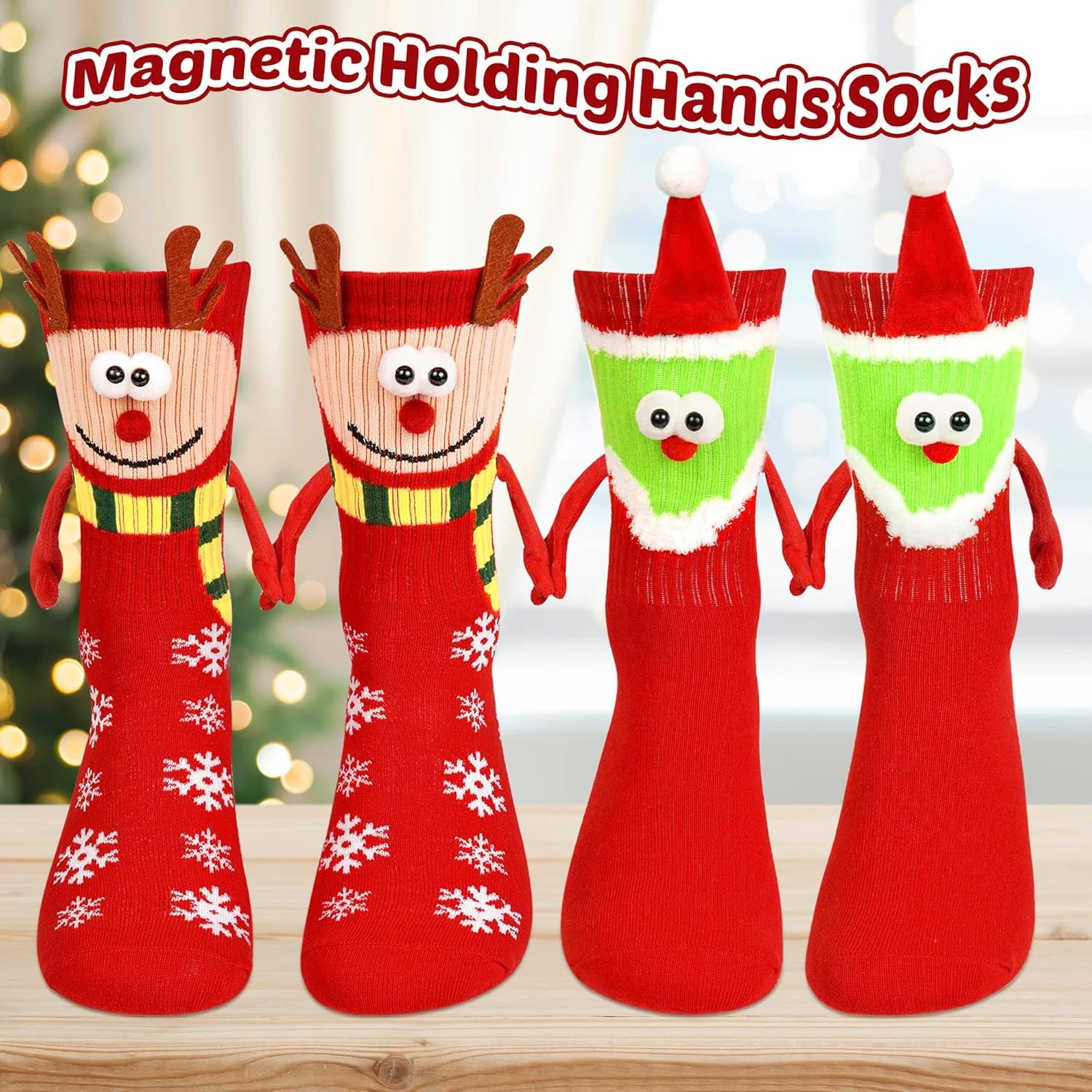 Christmas Socks, Magnetic Hand Holding Socks, Funny Christmas Stocking