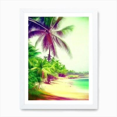 Goa Indien Palme weiche Farben Tropica gerahmtes Wandbild Poster Leinwanddruck Bild