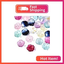 DanLingJewelry 100pcs Random Transparent Glass Flower Beads Crystal Glass Bead M