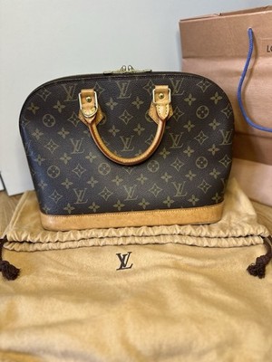 Louis Vuitton Alma Handtasche Monogram Leder Braun