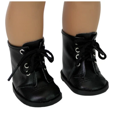 EVEREIGHTEEN Black Lace Up Boots 18" Doll Clothes that Fits American Girl Dolls