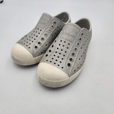 Native Jefferson Bling Silver Glitter Waterproof Slip-On Shoes Kids C10