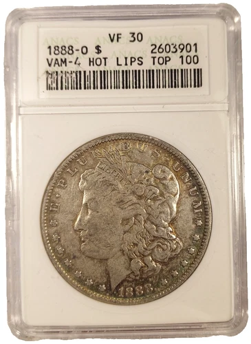 1888 O ANACS VF30 VAM-4 Hot Lips Top-100 Morgan Silver Dollar