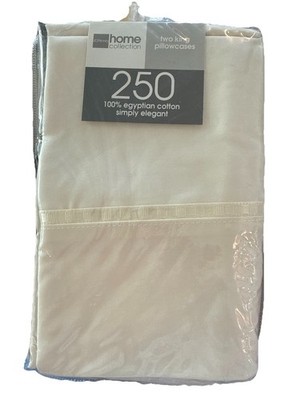J C Penney Simply Elegant Pillowcases King Ivory Egyptian Cotton 250 Cnt (New)