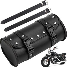 Motorcycle Front Fork Tool Bag Pouch Storage Luggage SaddleBag Leather Handlebar