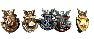 Set 5 Veterans Administration Service Pins Sterling 10k Gold 10 15 20 25 30