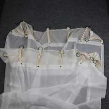 CRC Sheer Window Curtain Panels Set Of 2 85x54 White Linen Blend Rope Ring Top