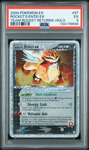 2004 Pokemon Ex Team Rocket Returns Holo Rocket's Entei Ex #97 PSA 5