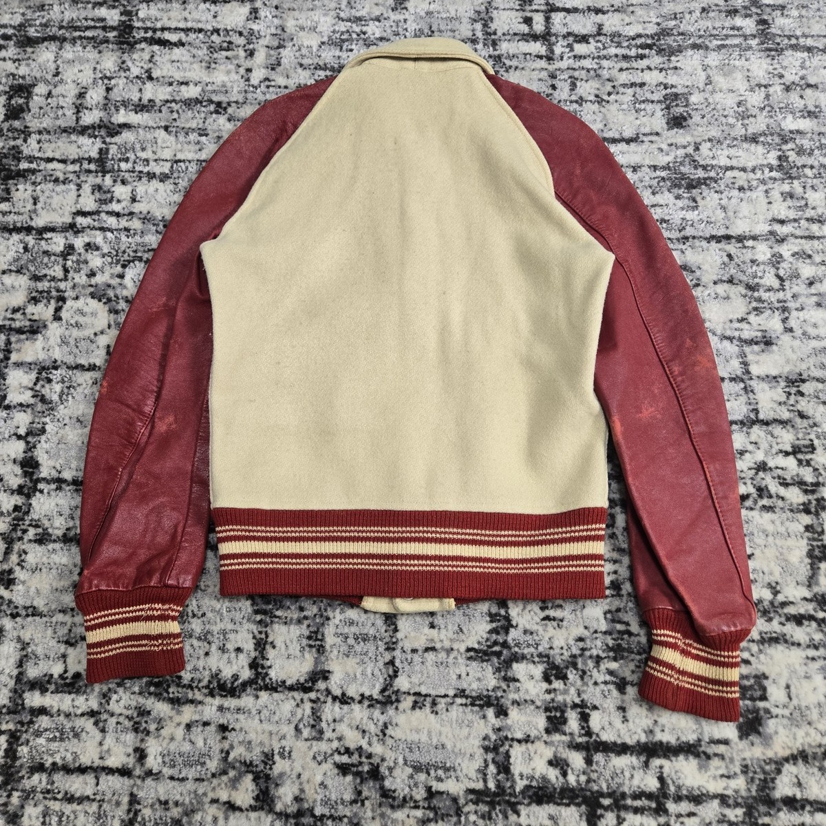 Vtg 1950s Holts Sporting Goods Letterman Varsity Jacket 34 Patched