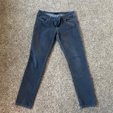 prAna Women's Blue Denim Skinny Slim Jeans 5-Pocket Logo Button Zip Medium Wash