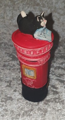 Peter Fagan Figur Colourbox Cats 1991 Katze auf Postbox wartet auf Weihnachten