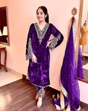 Ready made Velvet Suits Pakistani Salwar Kameez Indian Wedding Party Bollywood