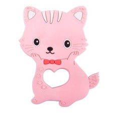 Silicone Baby Teether Kitten Pink Molar Stick, 3m , Boilable, 31.8g