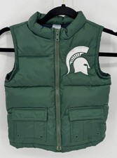 Gymboree Kids Green and White Spartan Logo Full Zip Puffer Vest