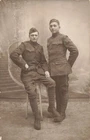 Vintage WWI Era Real Photo Postcard Two European Soldiers Military Uniform RPPC