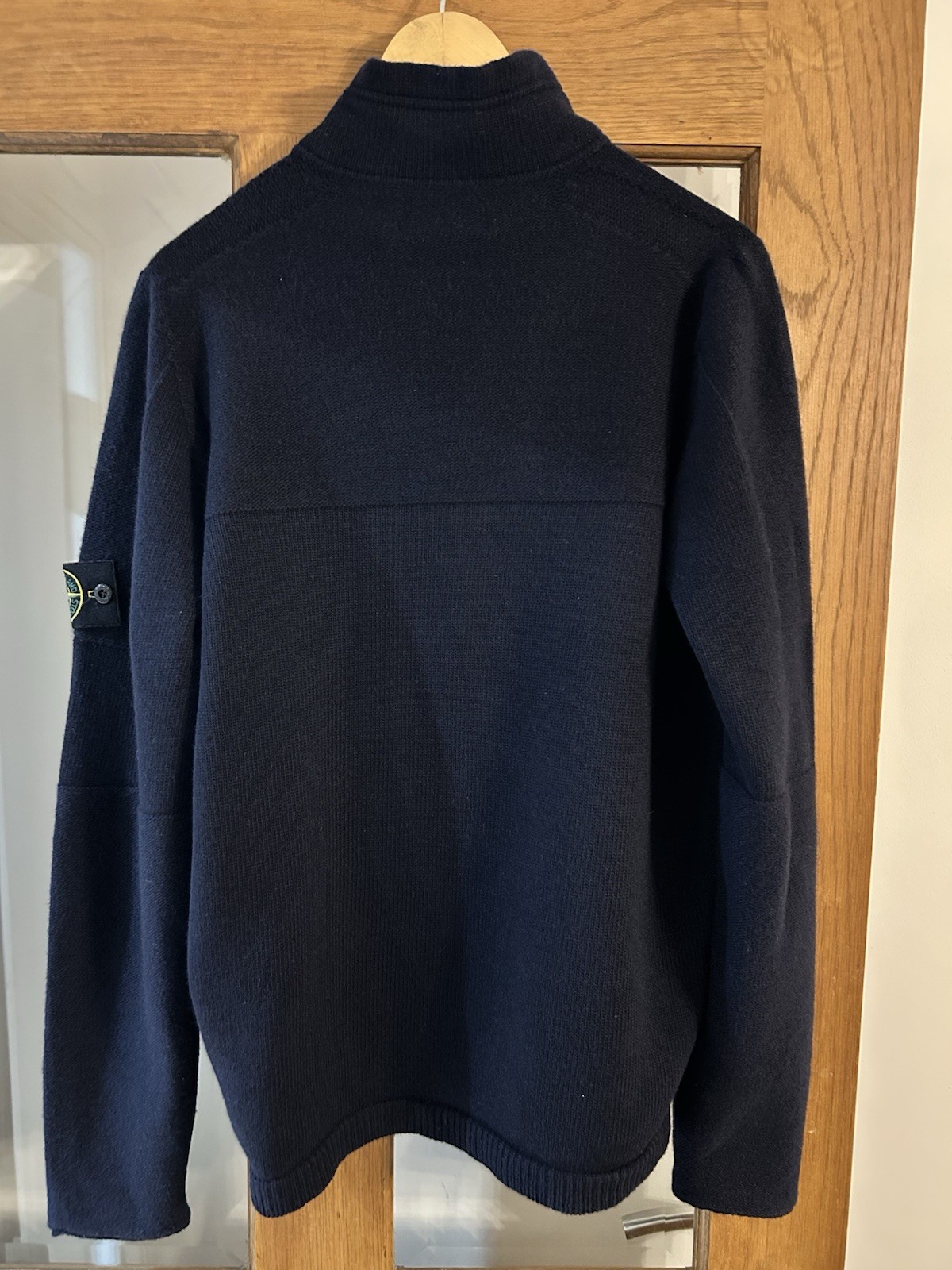 Stone Island Men's Quarter Zip Casual Pullover Jumper Navy Blue Lambs Wool Med image 5