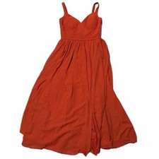 Azazie Atelier Rust Orange Chiffon Formal Evening Gown High Slit Size 12 Dress