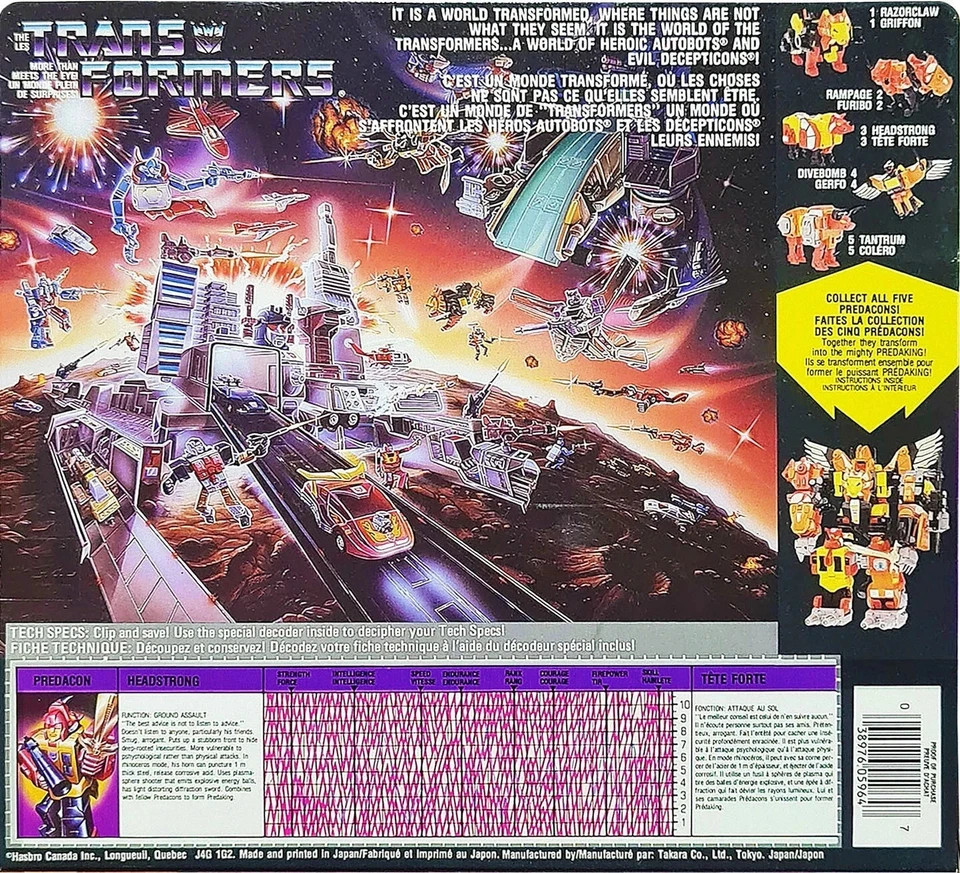Transformers Predacon 3: Headstrong, Takara, Vintage G1 1986, New! MISB! AFA IT! - Image 2 of 4