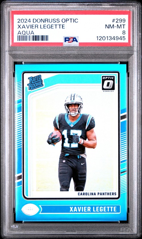 2024 PANINI DONRUSS OPTIC AQUA #299 XAVIER LEGETTE RC  206/299 PSA 8