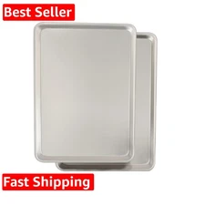 Commercial Quality Baking Sheet Pan Set, Natural Aluminum Cookie Sheet, Warp ...